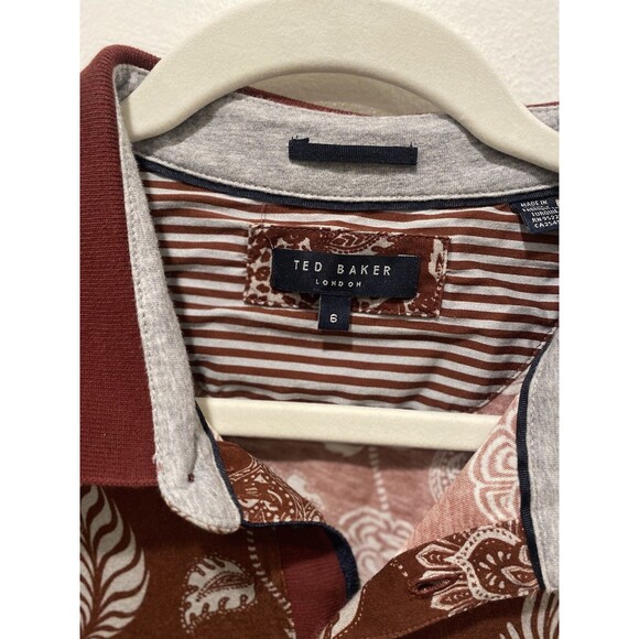 Set of 2 Ted Baker Mens Sz 6 US 2XL GINGEN STRIPED COTTON & Paisley Print POLO - Picture 3 of 13